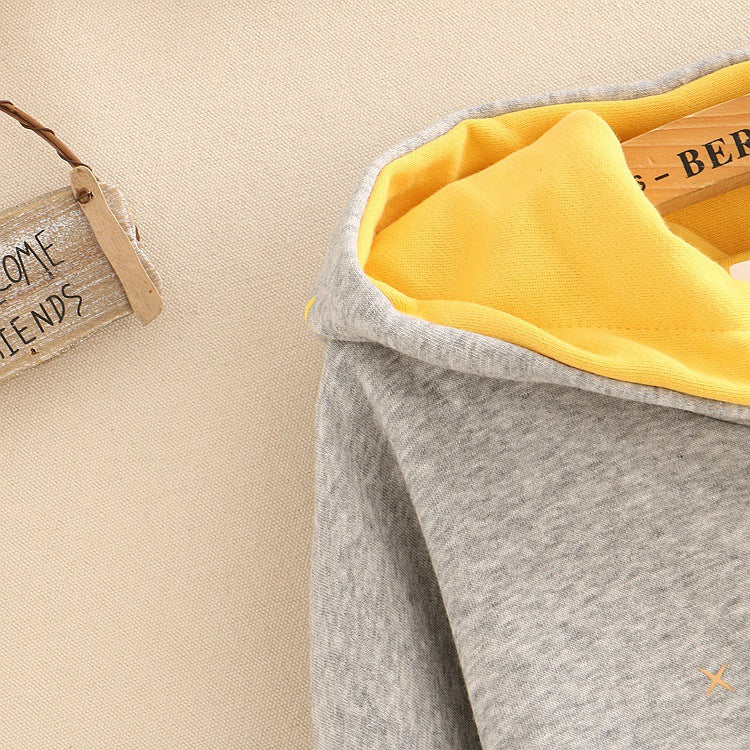 Printed hooded plus fleece sweatshirt