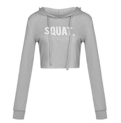 Women Fashion Active Hoodies Long Sleeve Crop Top Letter Print