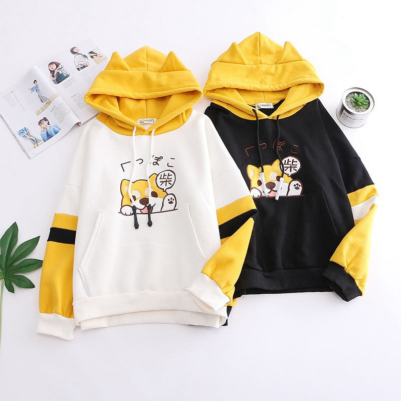 Ladies cartoon hooded pullover warm sweater