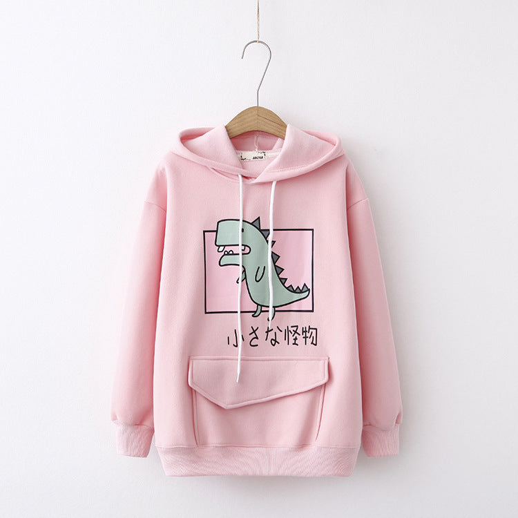 Printed and fleece hooded sweatshirt