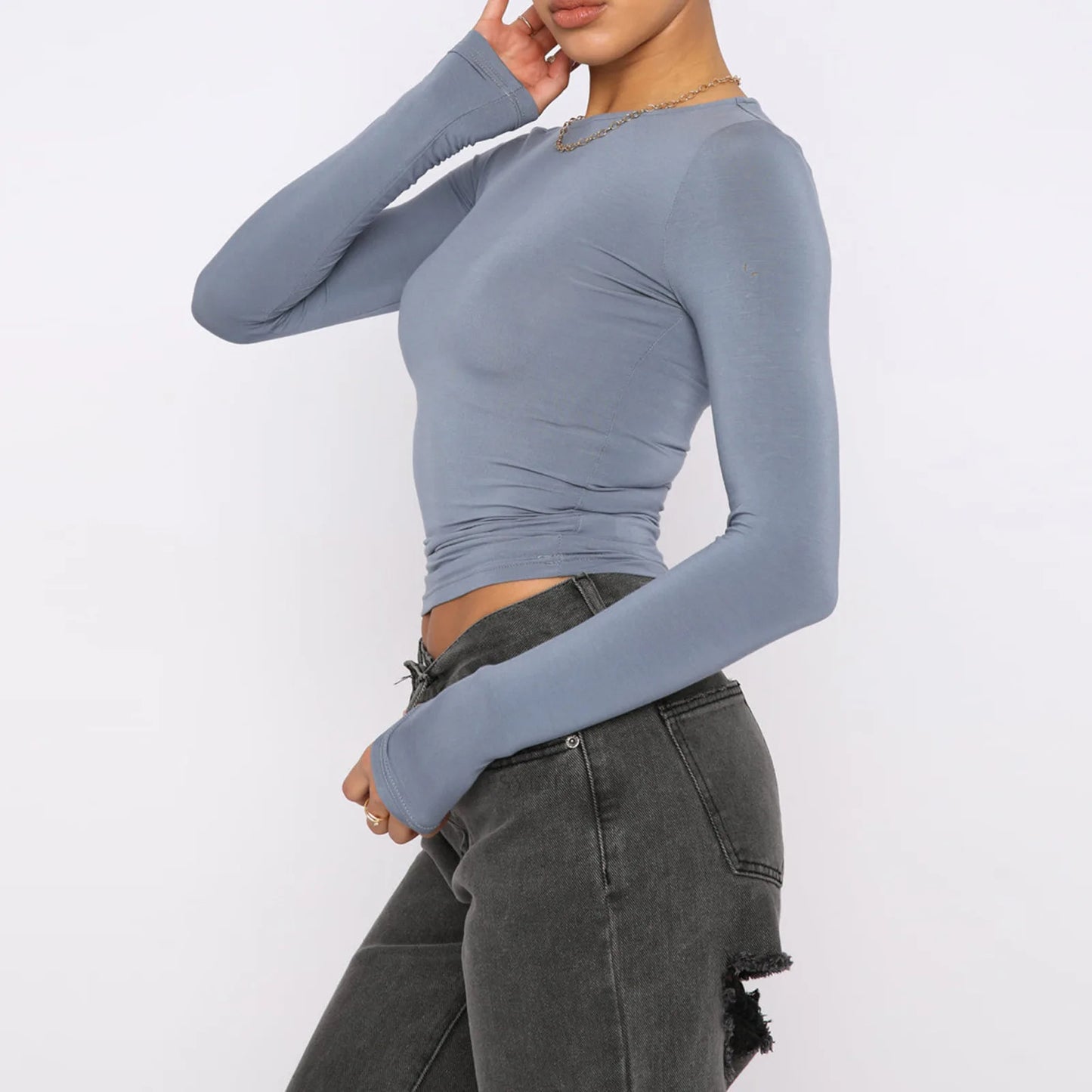 Women's Clothing Fashion Slim Long-sleeved Pullovers Tops