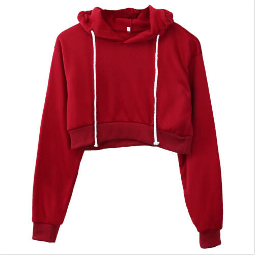 Solid color long sleeve ladies hoodie