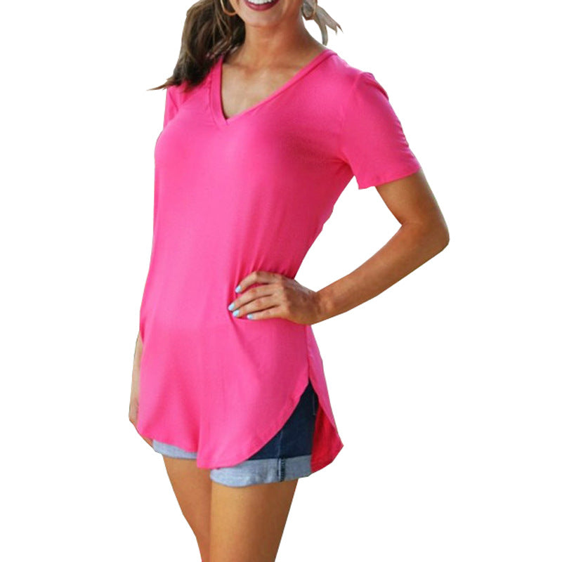 V-neck short-sleeved T-shirt women