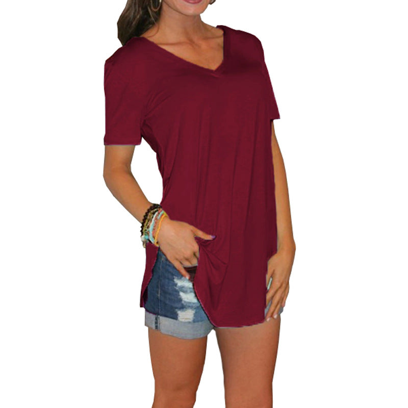 V-neck short-sleeved T-shirt women