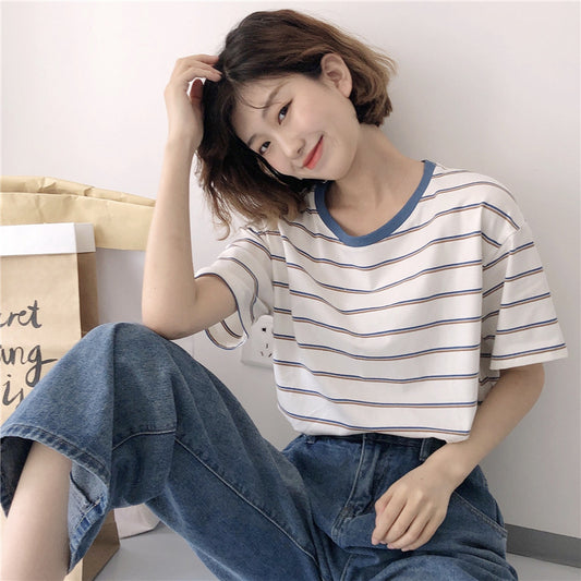 Women's striped short sleeve T-shirt women