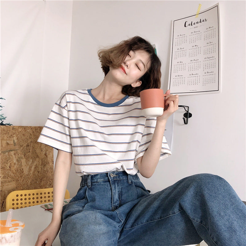 Women's striped short sleeve T-shirt women