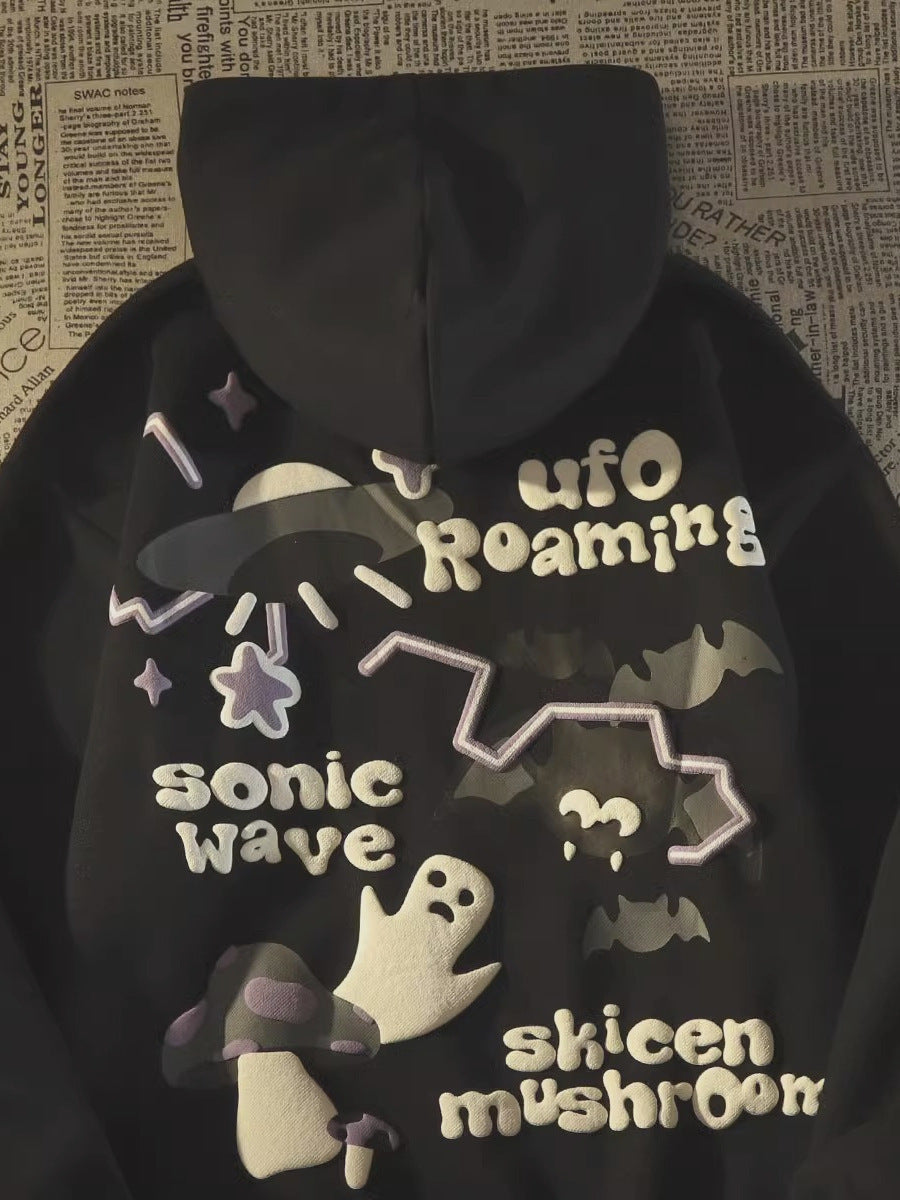 American Retro Bat Ghost Hooded Sweater