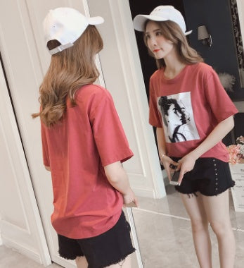 cotton spring loose T female short-sleeved thin coat Korean version of the tide student head