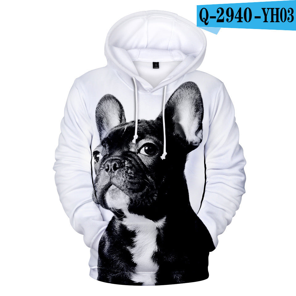 French bulldog peripheral series casual loose hooded sweater