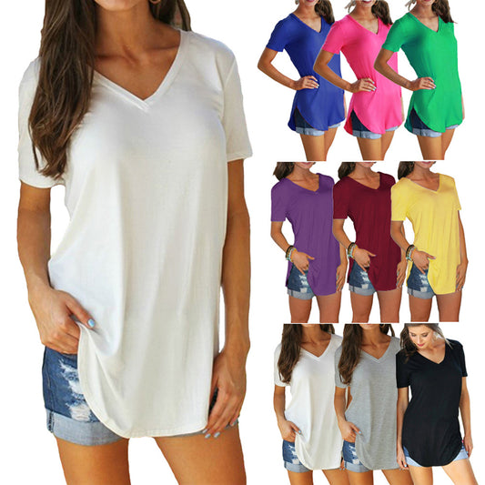 V-neck short-sleeved T-shirt women