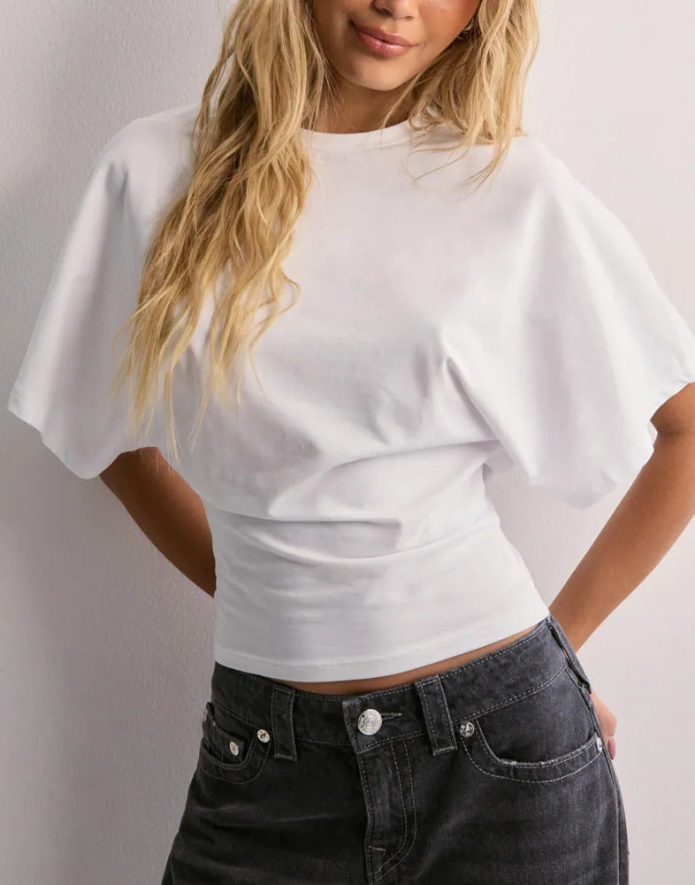 Summer Batwing Sleeve T-shirt Ins Fashion Round Neck