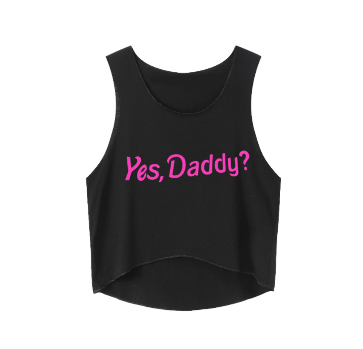 Yes Daddy Crop Tops Letters Printing Women Sleeveless