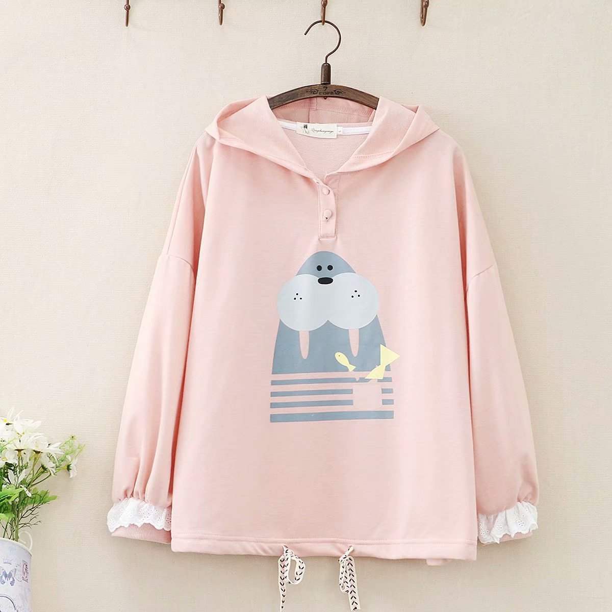 Hooded Sweater Coat Women's Long Sleeve Pullover Hoodie Loose