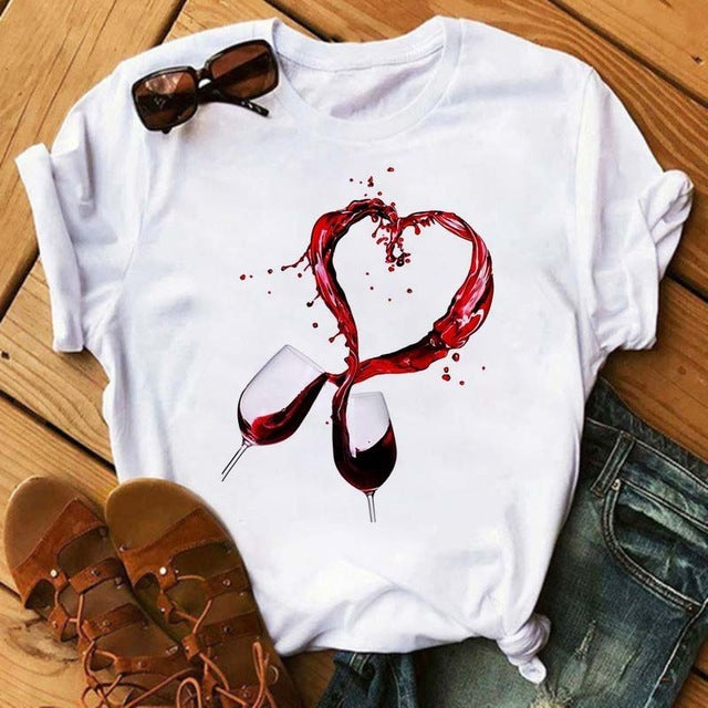 Short Sleeve T-Shirt Fashion High Heels Print