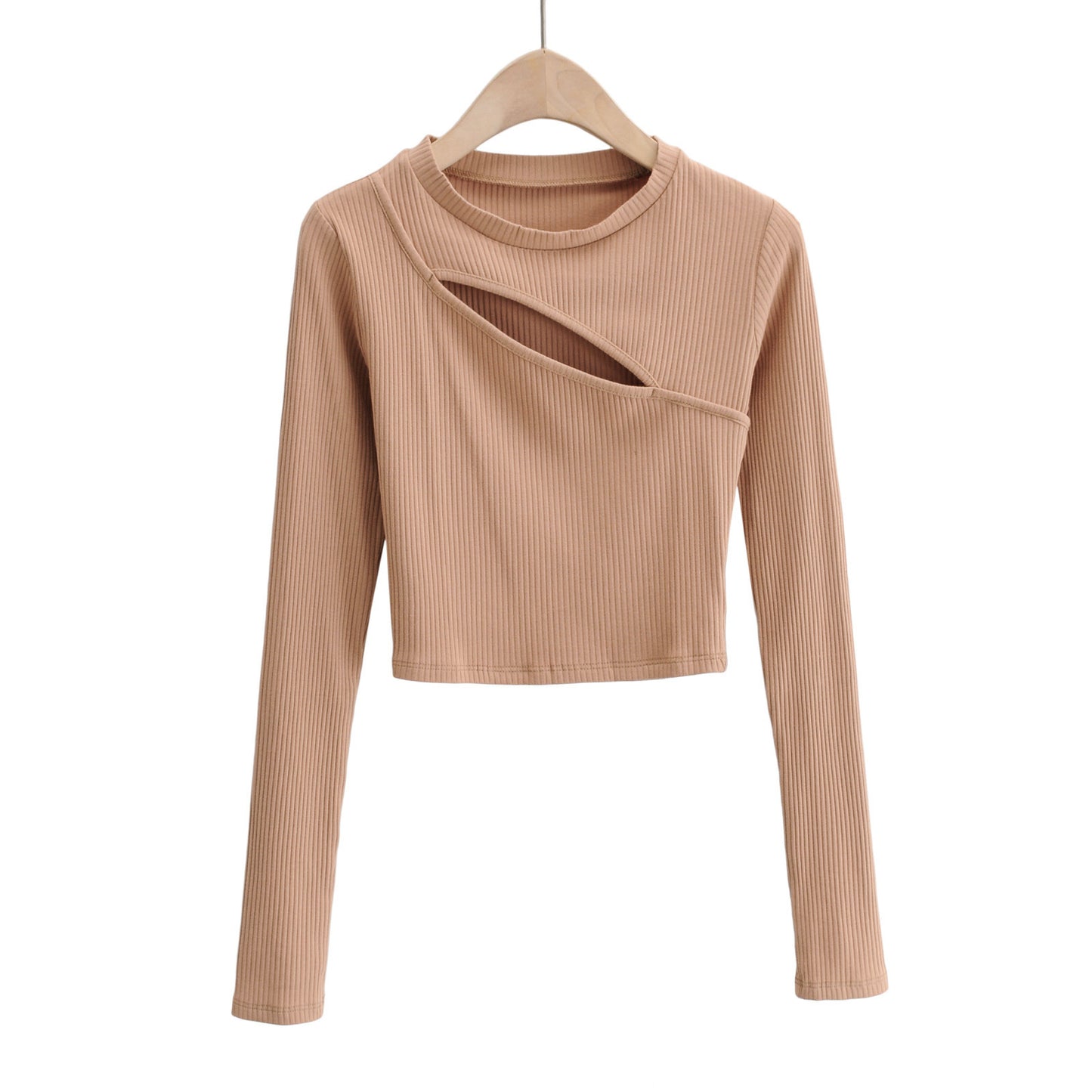 Aproms-Women Ribbed Knit Long Sleeve T-Shirt