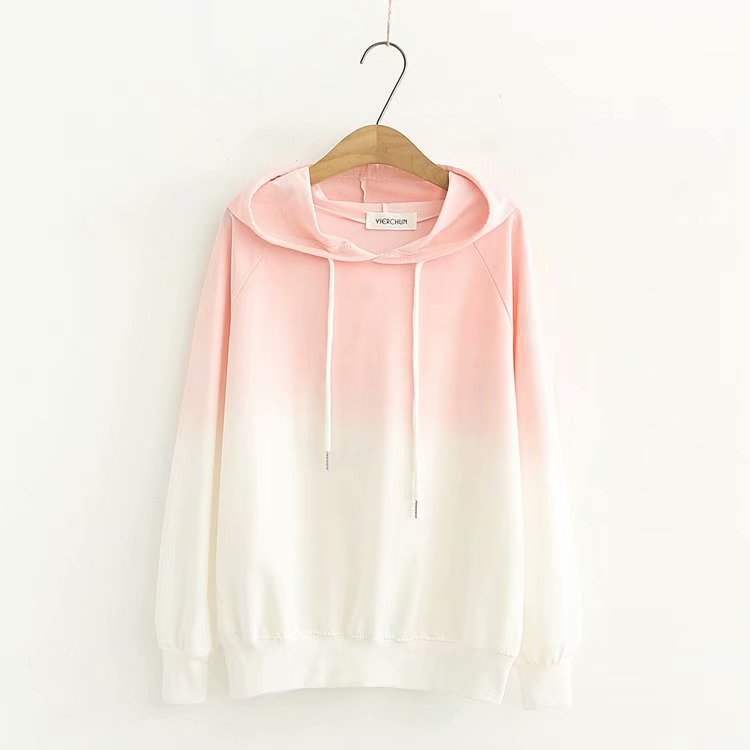 Small Fresh Gradient Color Long Sleeve Hoodie