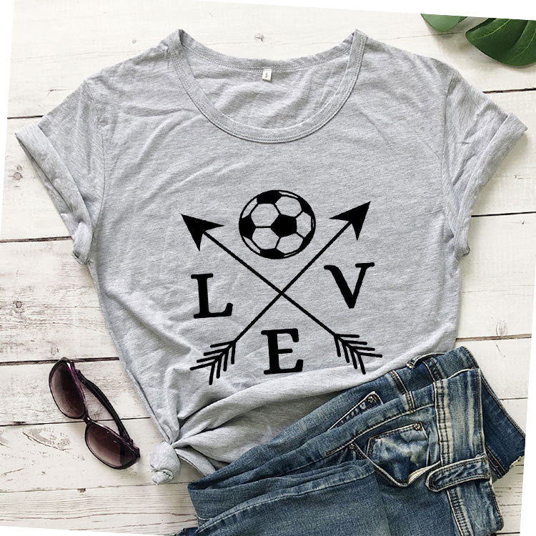 T-shirt Love Soccer Arrow Fashion Short-Sleeved Letter T-shirt