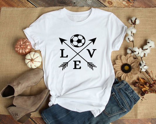 T-shirt Love Soccer Arrow Fashion Short-Sleeved Letter T-shirt