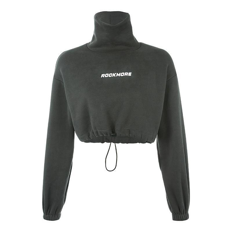 Sexy Turtleneck Drawstring Sweatshirt