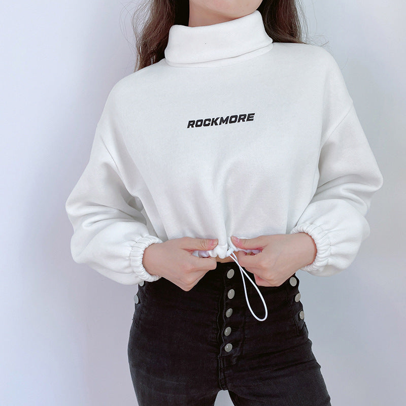 Sexy Turtleneck Drawstring Sweatshirt