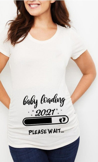 Baby Printed Maternity T-Shirt Maternity Short Sleeves