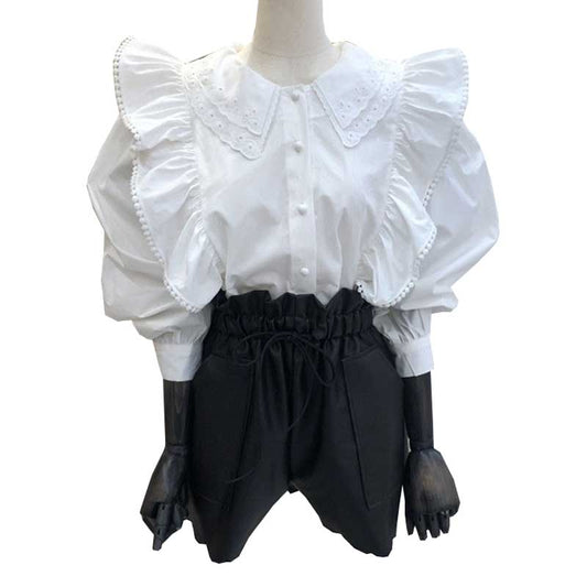 Lapel Blouse Sweet Lace Buttoned Shirt Women