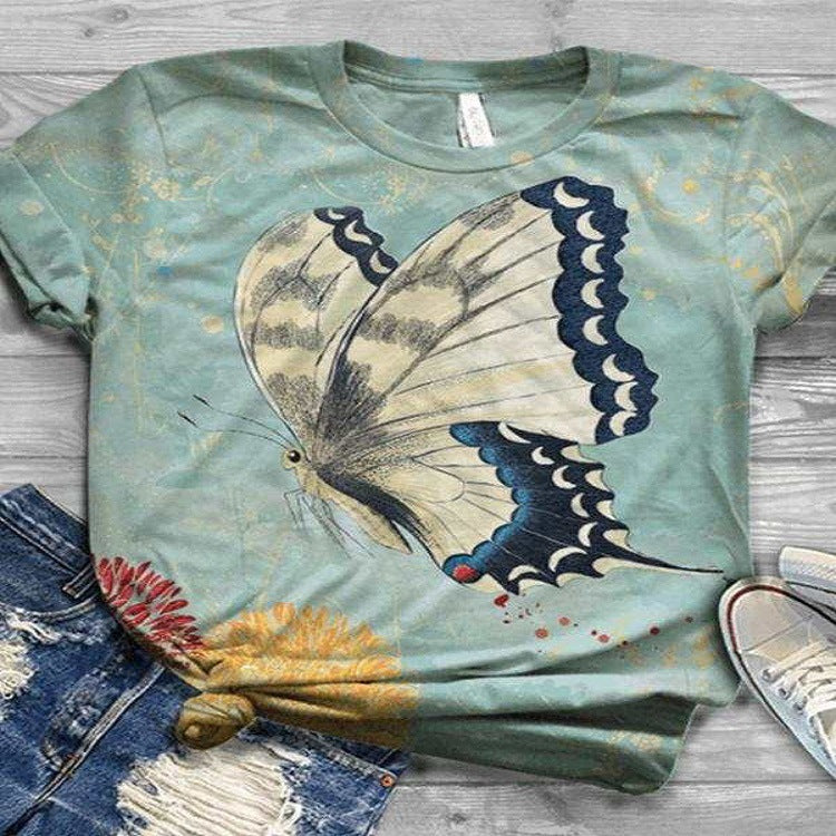 Women's Creative Digital Printing Short-Sleeved T-Shirt