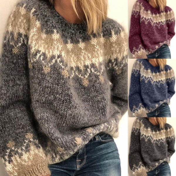 Casual Pullover Jacquard Sweater Autumn And Winter Fashion