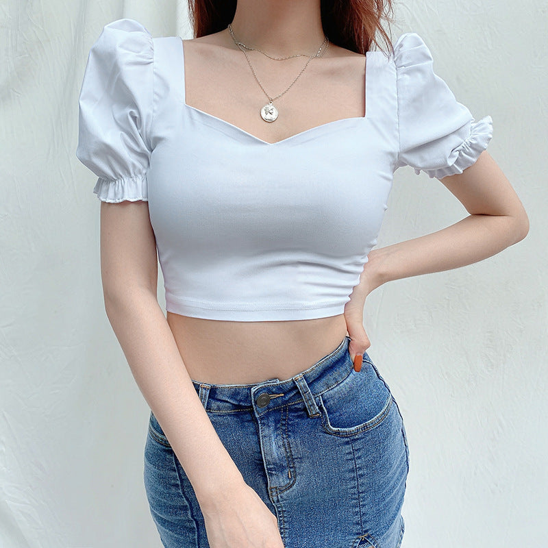 Women's Short Solid Color Short-Sleeved T-Shirt