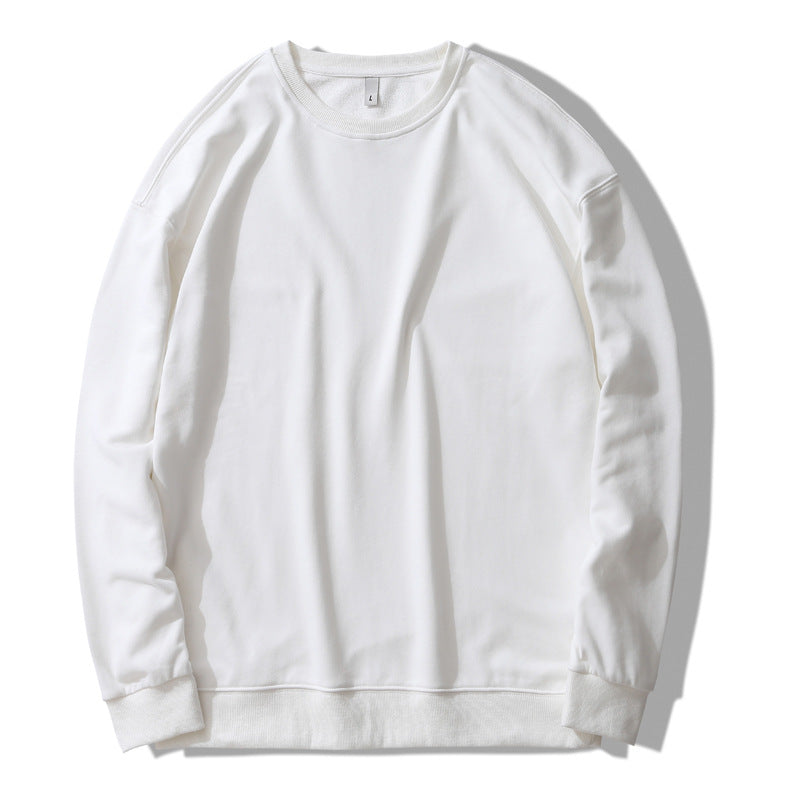 Round Neck Terry Sweater Loose Solid Color Men's Long-Sleeved T-Shirt Bottoming Shirt