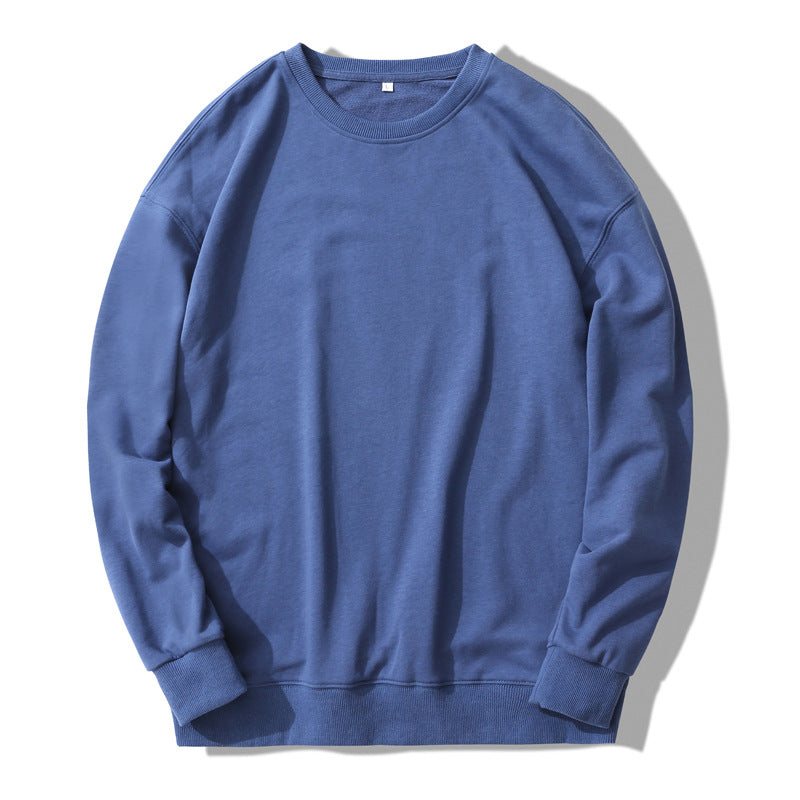 Round Neck Terry Sweater Loose Solid Color Men's Long-Sleeved T-Shirt Bottoming Shirt