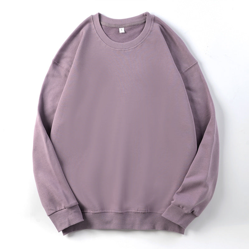 Round Neck Terry Sweater Loose Solid Color Men's Long-Sleeved T-Shirt Bottoming Shirt