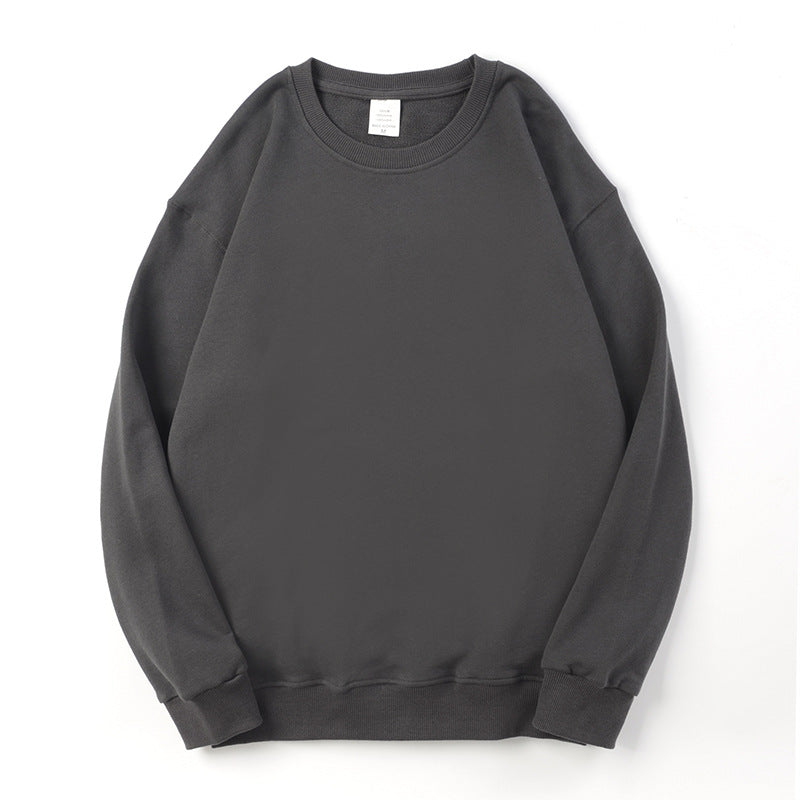 Round Neck Terry Sweater Loose Solid Color Men's Long-Sleeved T-Shirt Bottoming Shirt