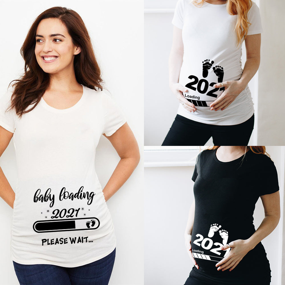 Baby Printed Maternity T-Shirt Maternity Short Sleeves