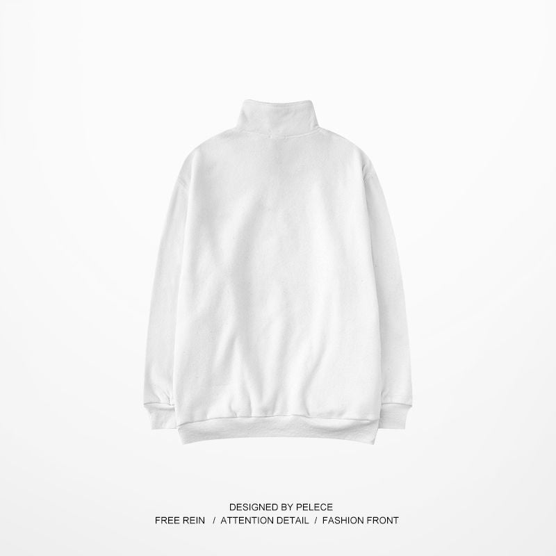 Plush Thick Stand-Up Collar Zipper Casual Sweater