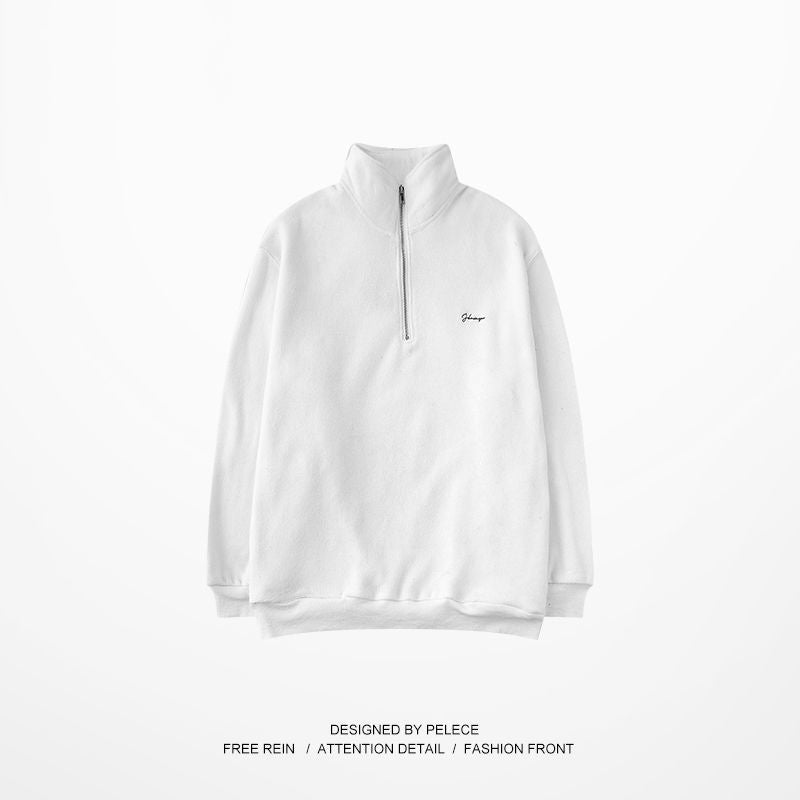 Plush Thick Stand-Up Collar Zipper Casual Sweater