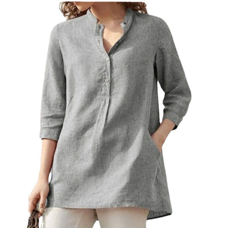 Casual Stand-up Collar Loose Blouse