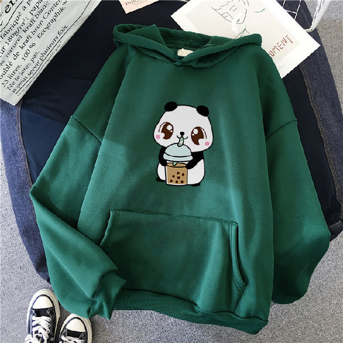 New Korean Style Hooded Plus Fleece Sweater Women