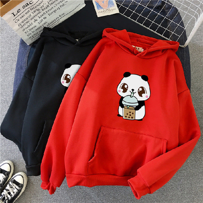 New Korean Style Hooded Plus Fleece Sweater Women