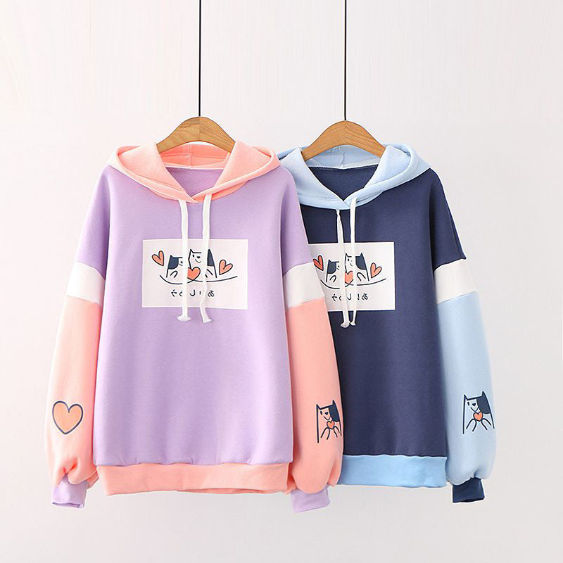 Girls Plus Velvet Color Block Sweater