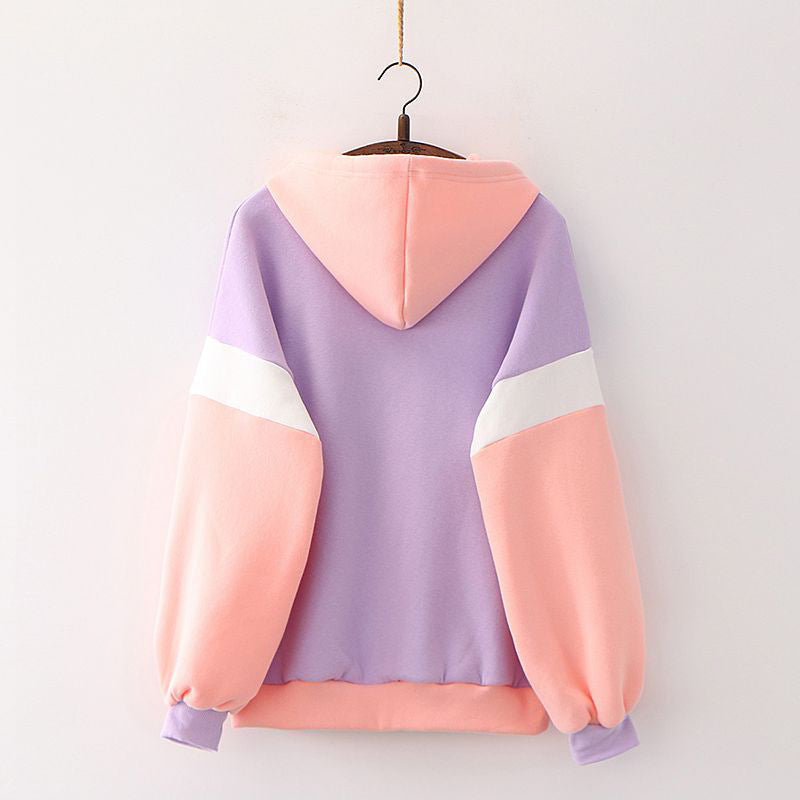 Girls Plus Velvet Color Block Sweater