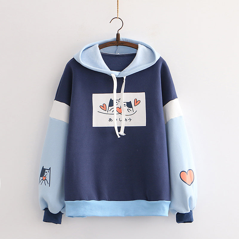 Girls Plus Velvet Color Block Sweater