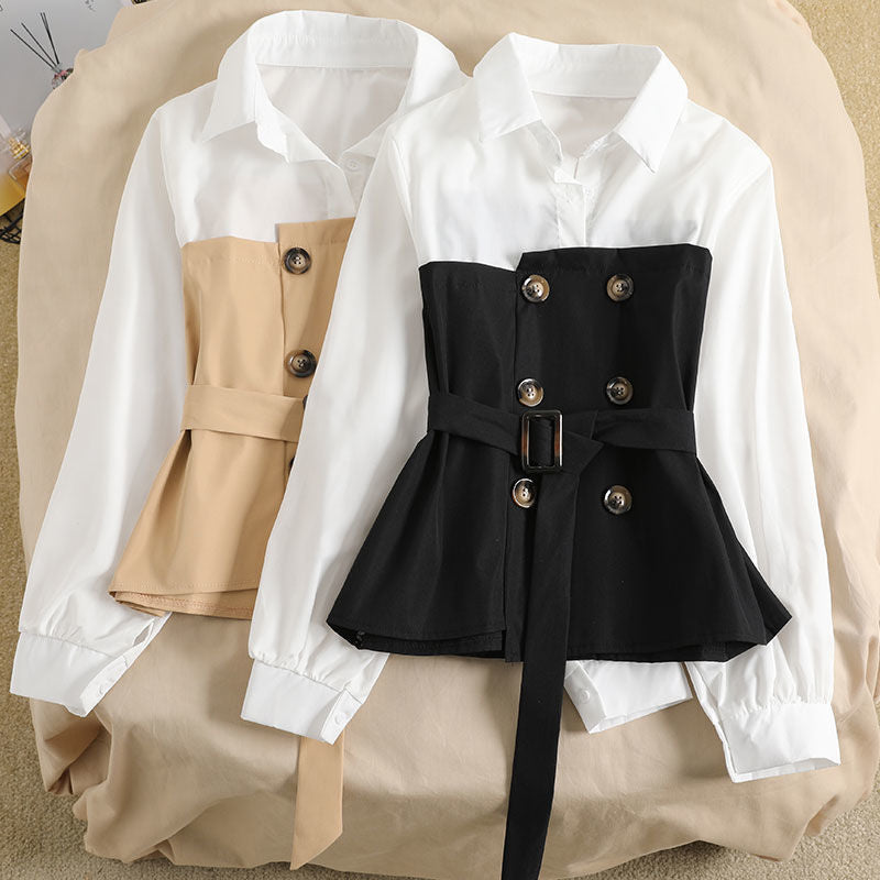 Women's Blouse Korean Loose Spring Two-piece Blouse