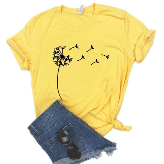 Dandelion Print Short-Sleeved T-shirt