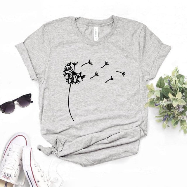 Dandelion Print Short-Sleeved T-shirt