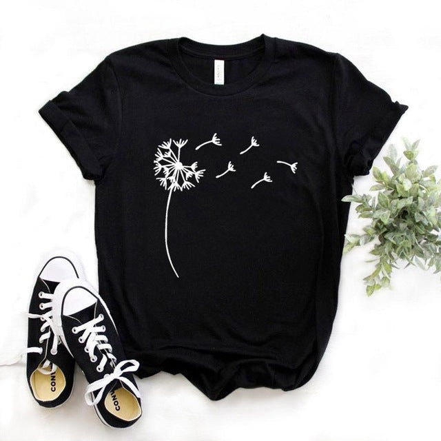 Dandelion Print Short-Sleeved T-shirt