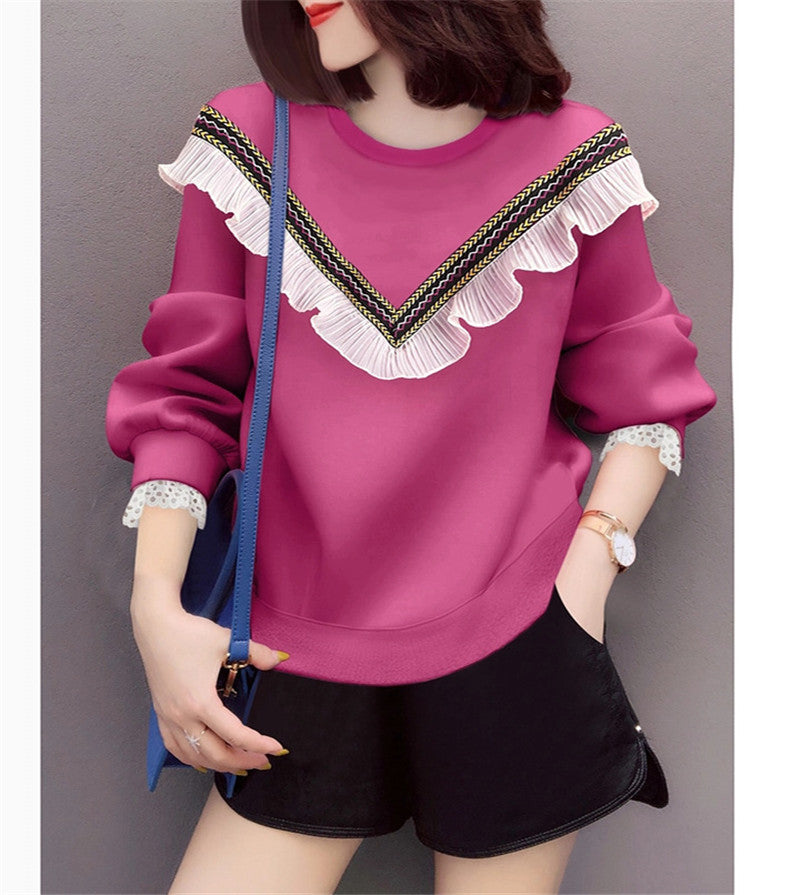 Two-piece Round Neck Pink Thick Sweater With French Fungus