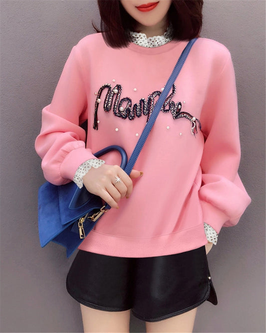 Pink Fake Two-piece Base All-match Sweater