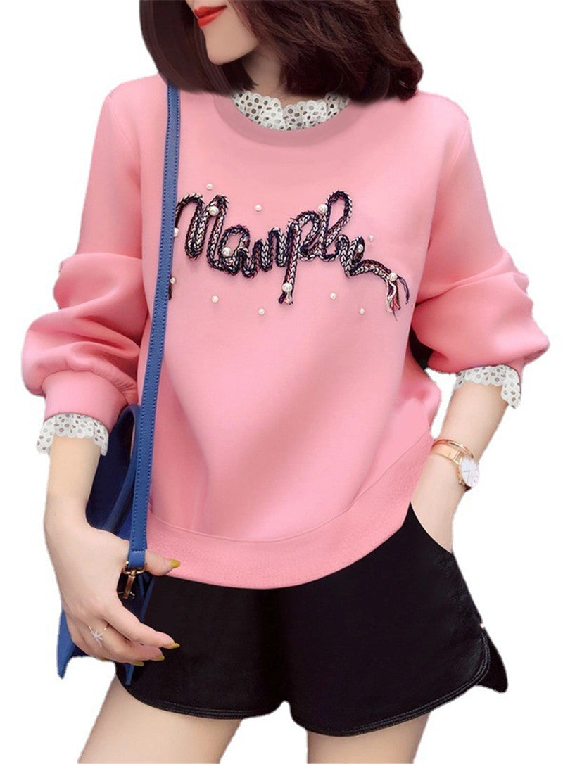 Pink Fake Two-piece Base All-match Sweater