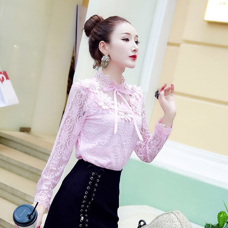 Women Shirts Lace Long Sleeve Blouse